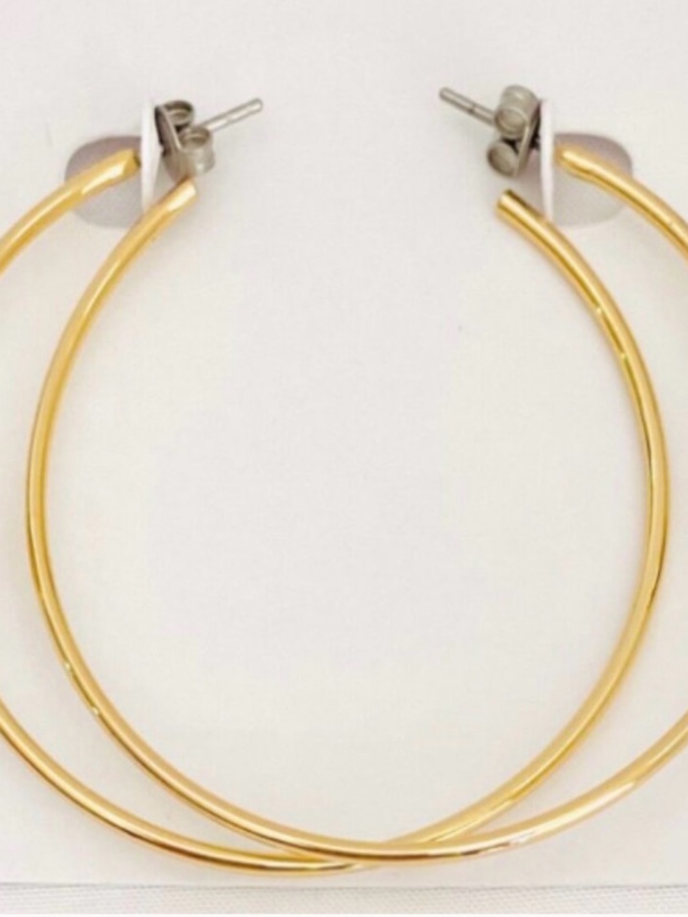 Michael Kors Gold Hoop Earrings with Crystal MK Medallions - Picture 3 of 3